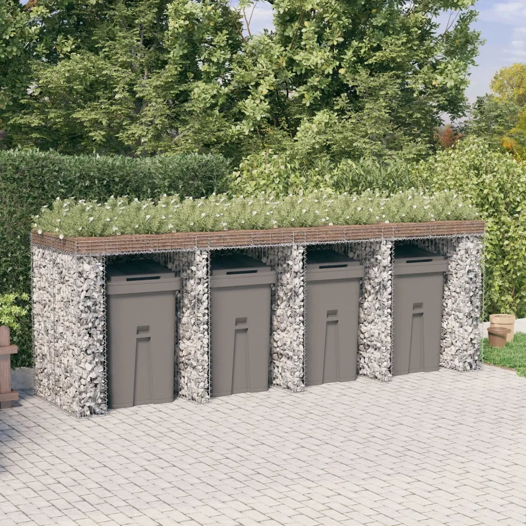 Parete Gabbioni Bidone Spazzatura 350x91x120 cm Ferro Zincatocod mxl 109189