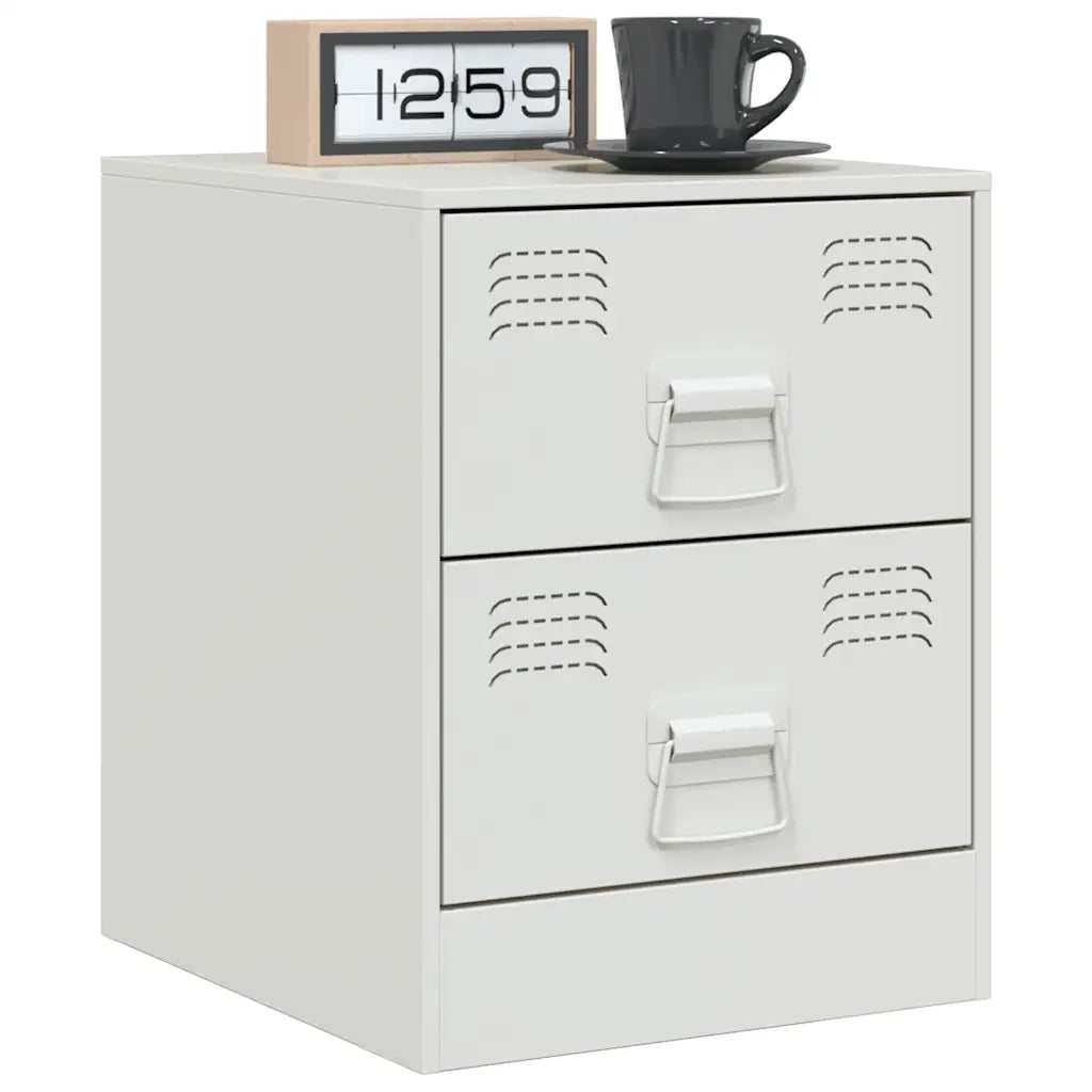Comodino Bianco 34,5x39x44 cm in Acciaio 841629