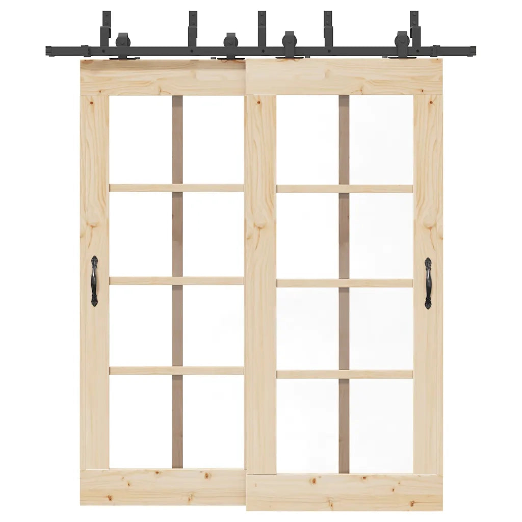 Kit di Binari per Porte Scorrevoli 200 cm Acciaio Nero CFW3646264