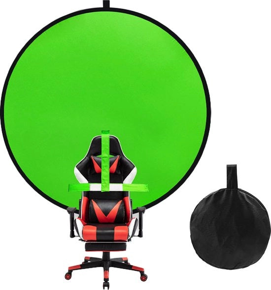 Tela Verde Opvollibile - Diametro 140cm - Tela Verde Opvollibile per Fotostudio - Schermo Verde per Game Capture - Tela Verde per Fotografia - Adatto per Instagram, Film, Tiktok, Youtube e Studio - Cinture Adattabili per Sedili Vari.