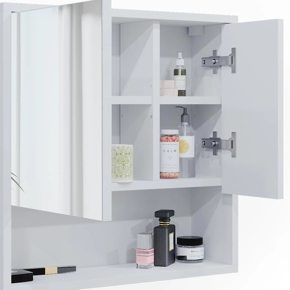Specchio contenitore bagno Agasta, Bianco, 54 x 53 cm, combinabile con i mobili Agasta per riporre oggetti in bagno