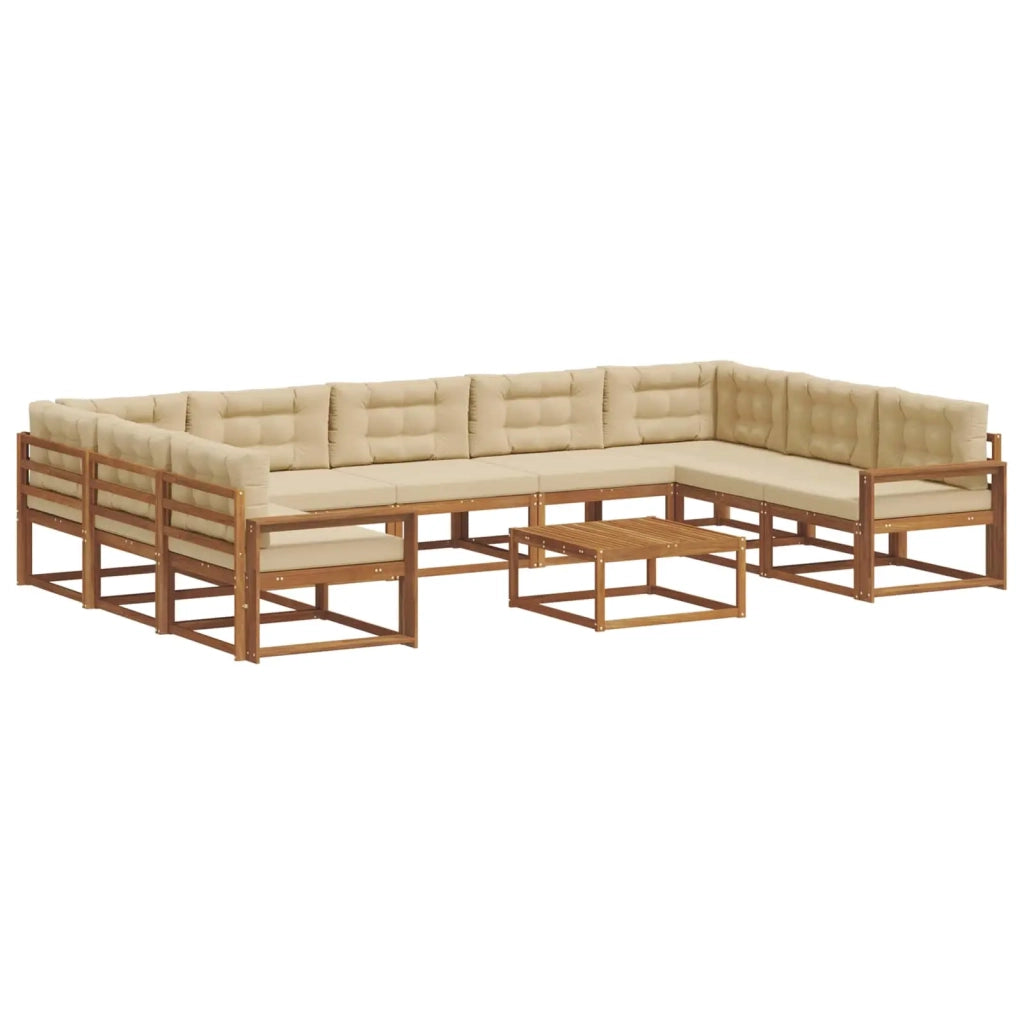 Set di divani da esterno con cuscino 10 pcs Naturale e Beige 3368211