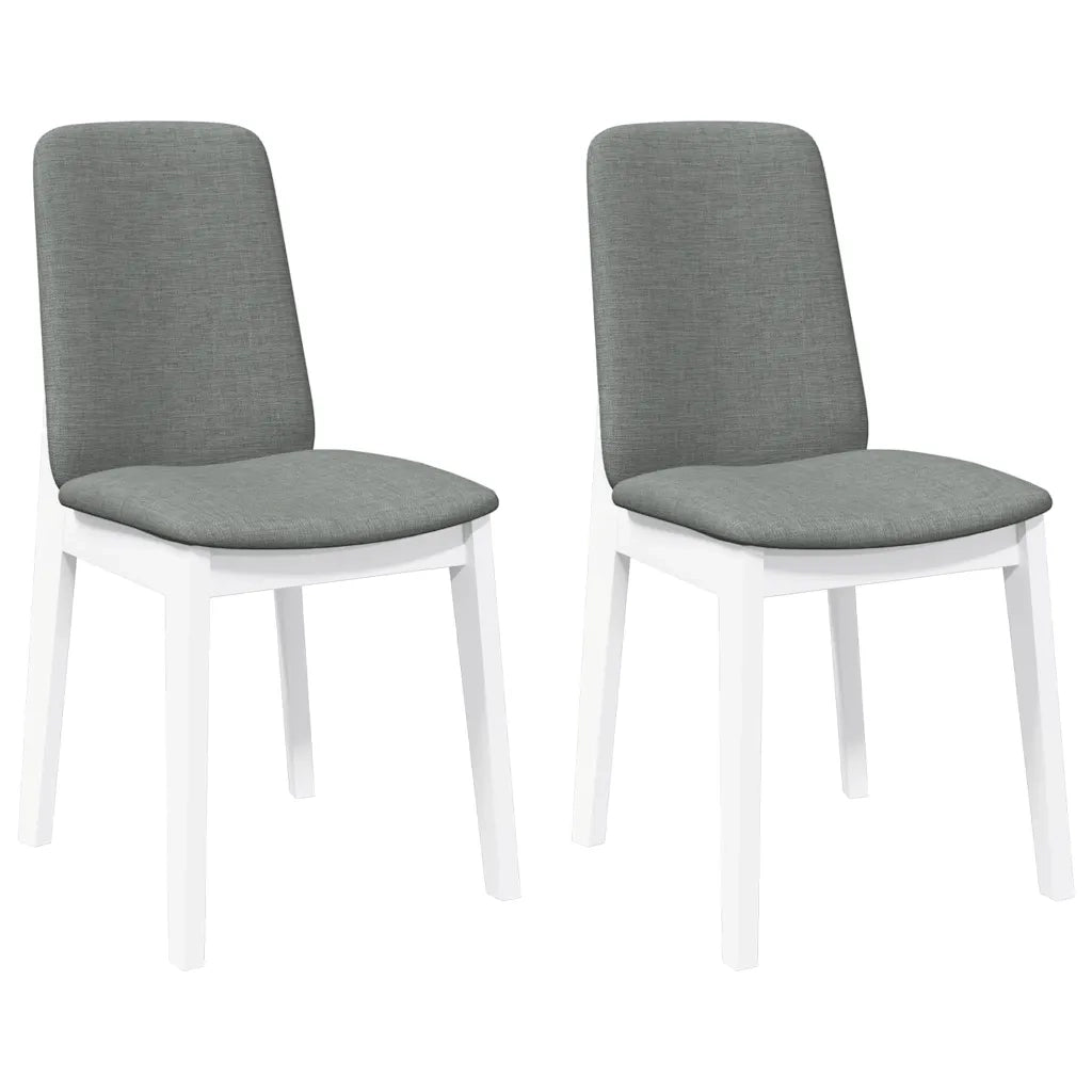 Sedie da Pranzo con Cuscini 2 pz Bianco Legno Massello di Hevea 4102446
