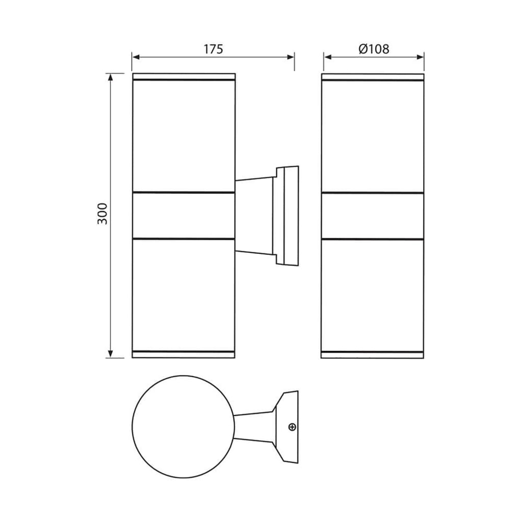 YORK Applique muro parete lampada doppia emissione LED attacco E27 luce giardino facciate ingresso 230V