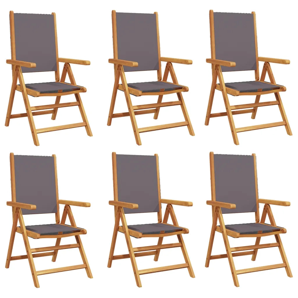 Sedie Giardino Reclinabili 6pz Antracite Tessuto Legno Massello 3214542