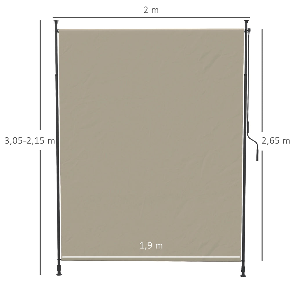 Tenda da balcone scorrevole a manovella ¨C zephmum ¨C sabbia 200x305 cm alluminio