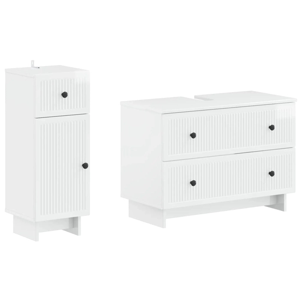 Set di Armadi da Bagno da 2 Pezzi EDE Bianco Lucido 3417661