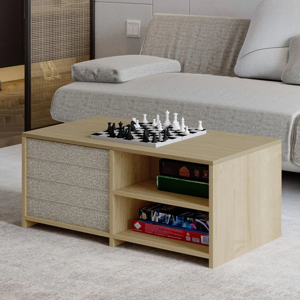 Tavolino in legno "Gord" - 90 x 45 x 44 cm - Beige
