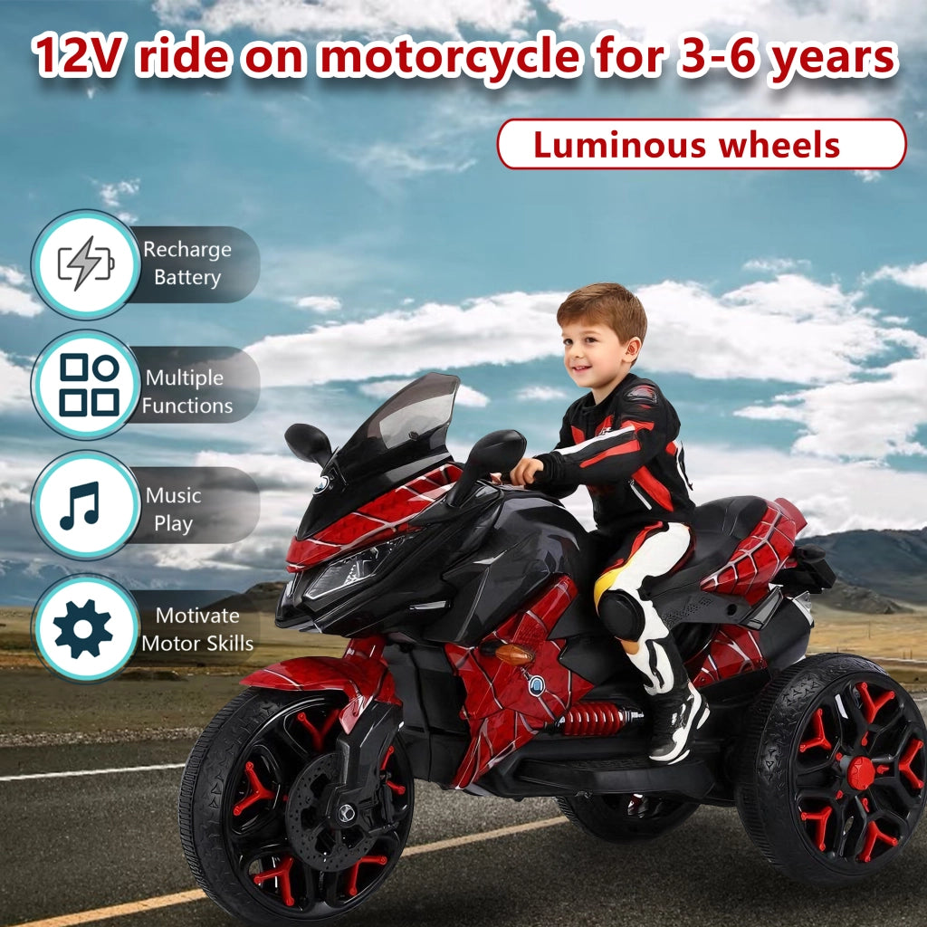 Motocicletta Elettrica per Bambini ¨C zephmum ¨C Verde con Luci e Van portaoggetti