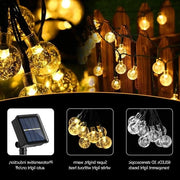 Lanterna a LED solare 60 LED palline cristalline catena di luce 138 m 8 modi impermeabile bianco caldo per dentro e fuori