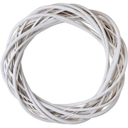 Trade Shop - Ghirlanda Dietroporta In Legno Bianco Intrecciato 30 Cm Decorazioni Porta Natale -