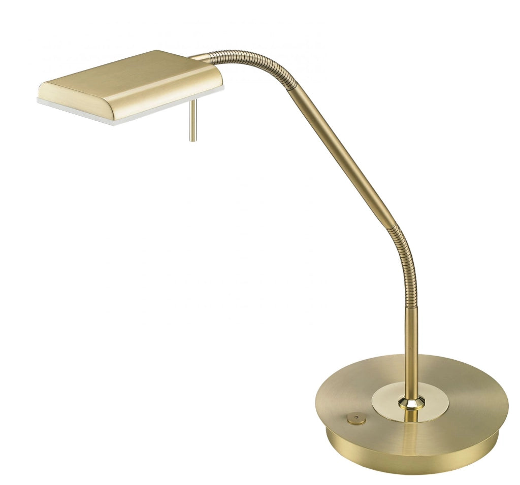 BERGAMO LAMPADA DA STUDIO LED OTTONE SATINATO FLESSIBILE TOCUH DIMMER H. 50CM 3000K 1100LM 12W DIMMERABILE