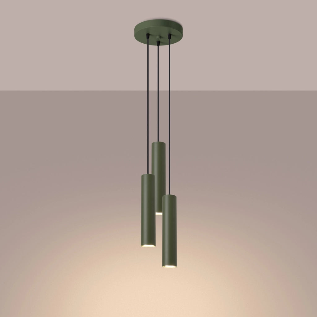 Lampada LAGOS a 3 lampadine in acciaio verde oliva GU10 LED Max 10W IP20 montaggio a parete