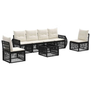 Set Divano da Giardino 7 pcs Nero e Bianco Crema polyrattan 3435382