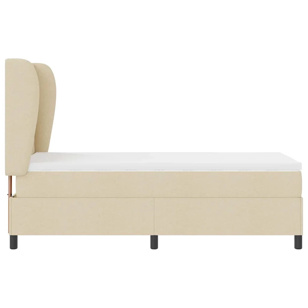Letto a molle con testiera Crema 90 x 190 cm Tessuto 3340604