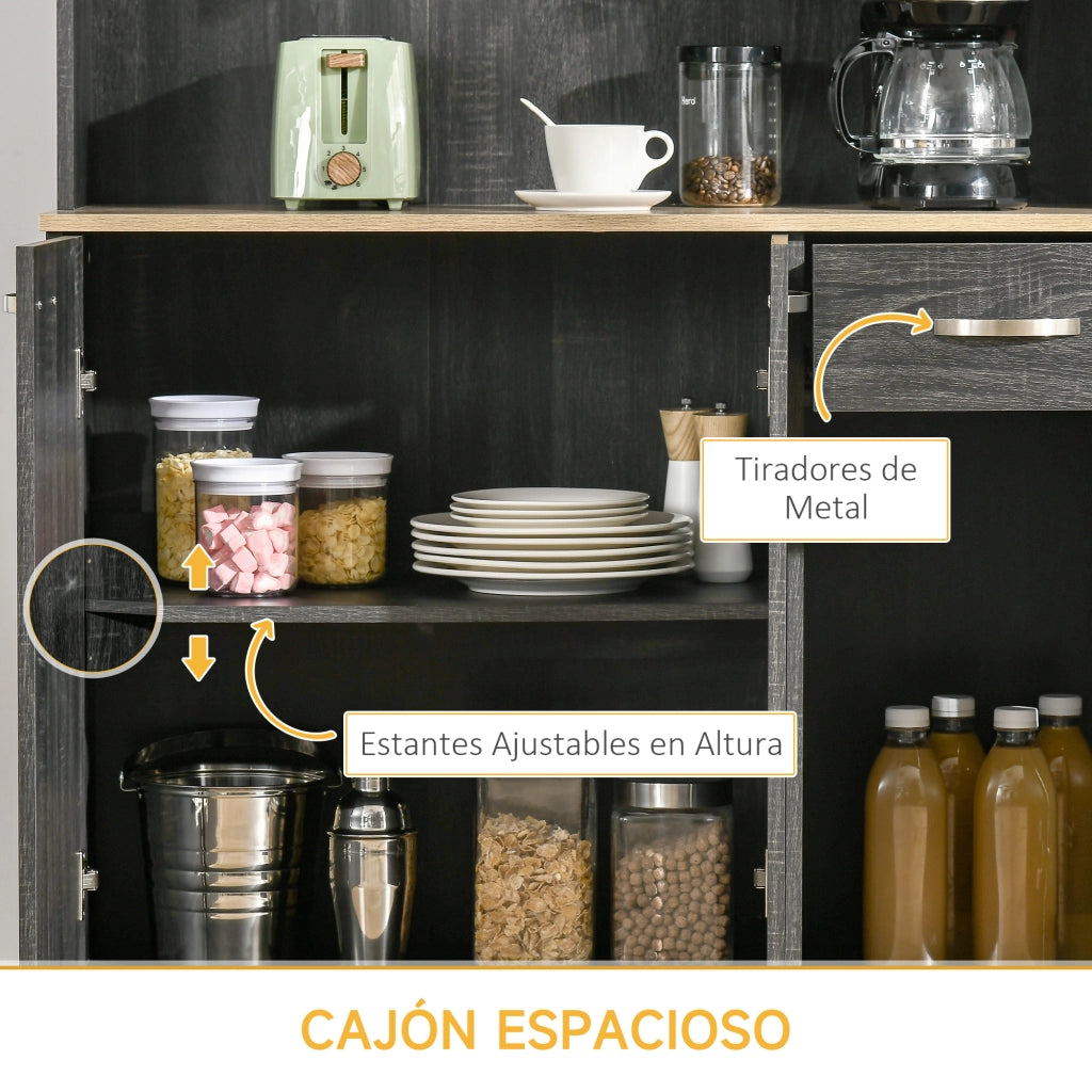 Armadio Cucina con 6 Porte e Cassetto ¨C zephmum ¨C 101x39x180 cm Nero
