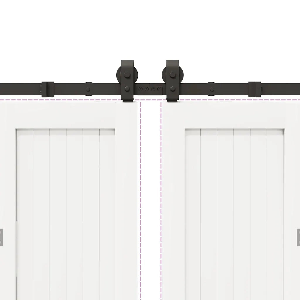 Kit di Binari per Porte Scorrevoli 366 cm Acciaio Nero CFW2387485
