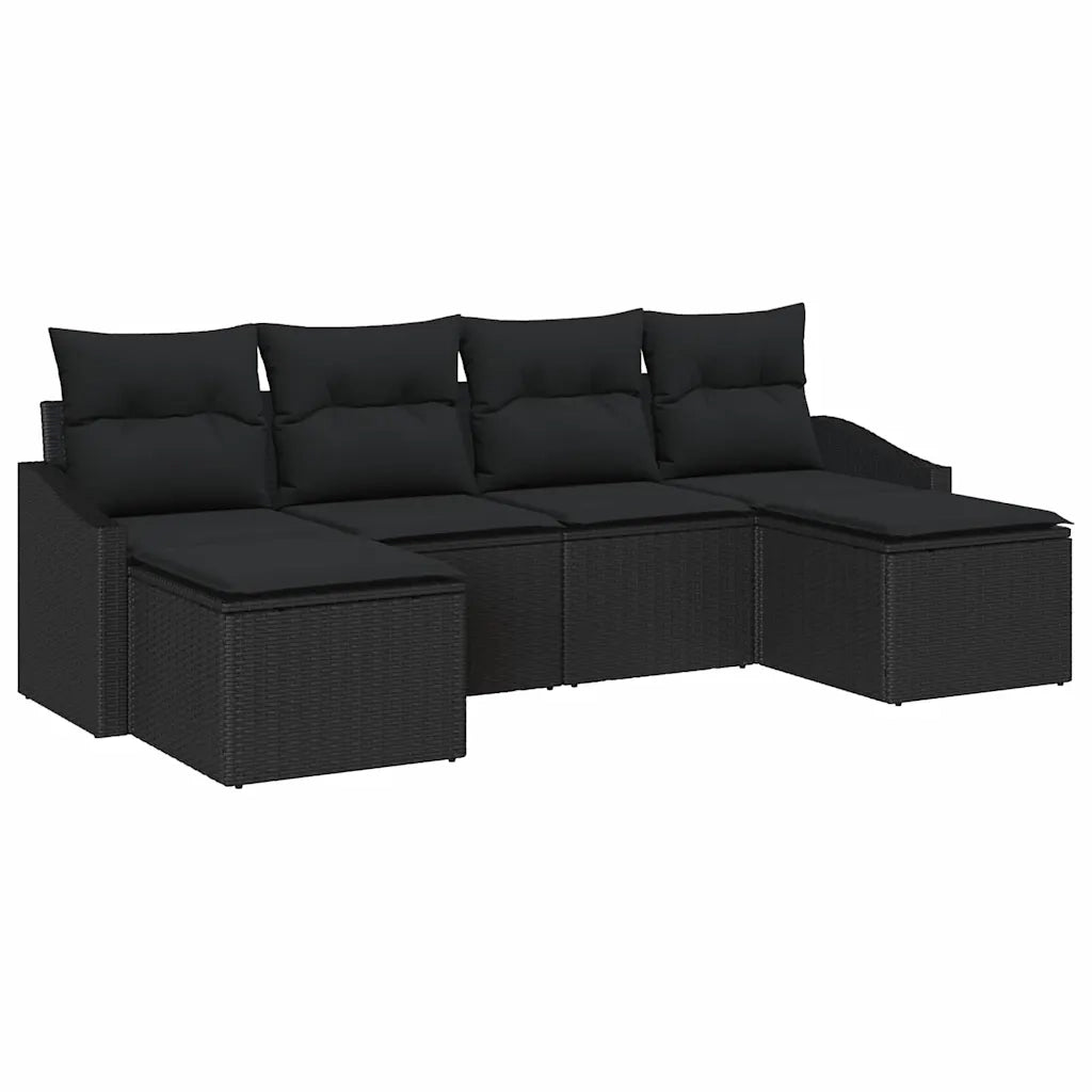 Set di divani con cuscino 6 pcs Nero polyrattan 3346833