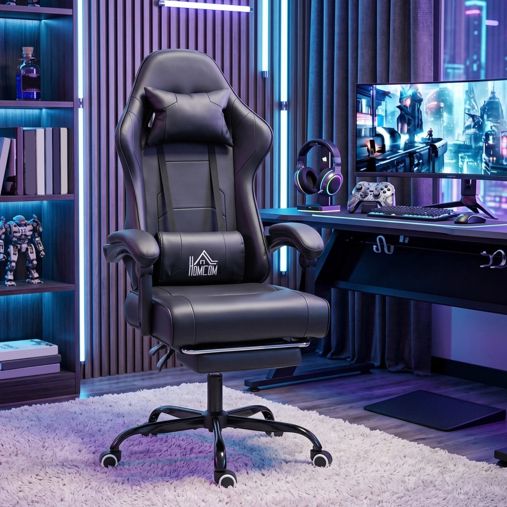 Sedia gaming ergonomica ¨C Xylo ¨C con supporto lombare massaggiante, schienale reclinabile, nero