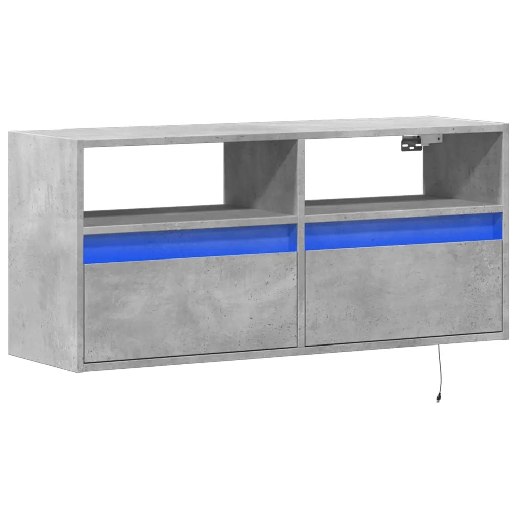 Mobile TV a Parete con Luci LED-Mobile TV a Muro Grigio Cemento 100x31x45 cm 485277