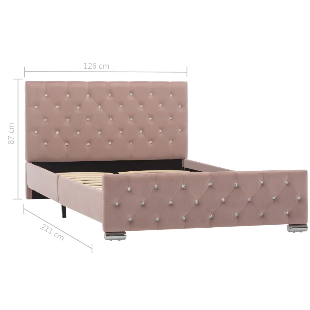 Letto matrimoniale | Letto per adulti | Giroletto Rosa in Velluto 120x200 cm