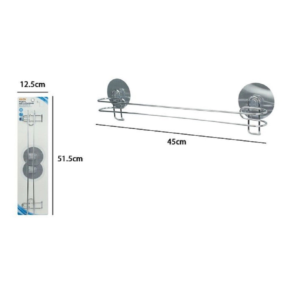 Trade Shop - Asta Barra Porta Asciugamani 45 Cm Montaggio A Parete Bagno Con Biadesivo 79845 -