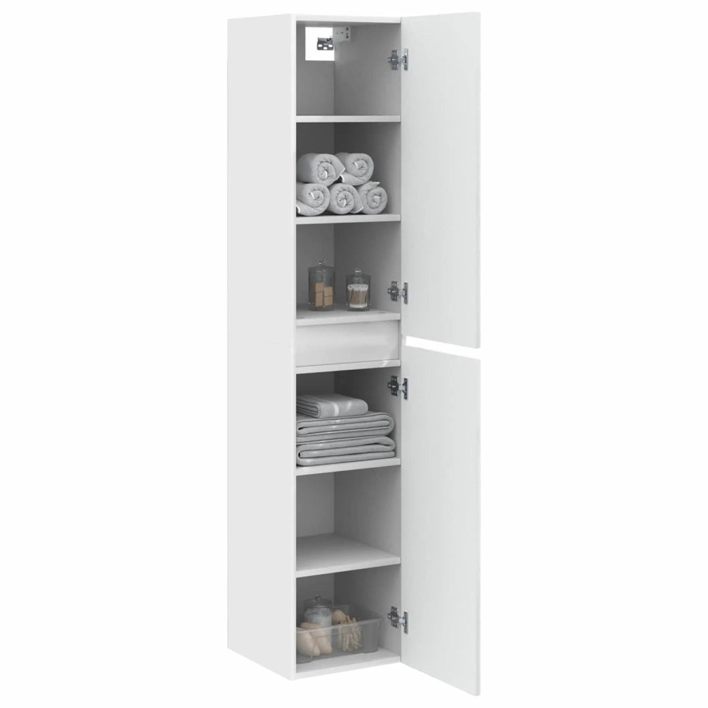 Mobiletto da Bagno a Muro Bianco Lucido 33 x 34,5 x 160 cm 890646