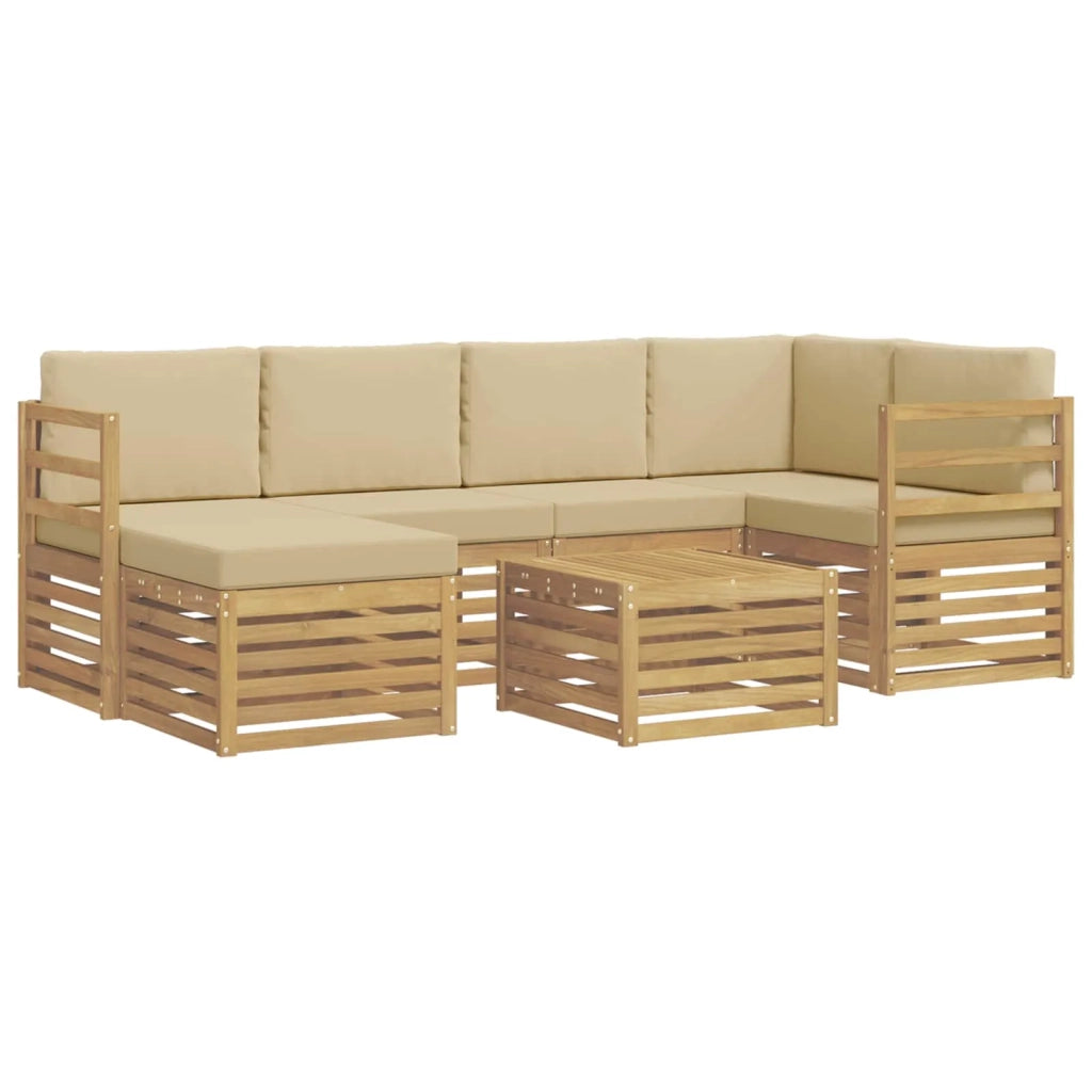 Set di divani da esterno 7 pcs Bianco e Beige Poliestere 3392138
