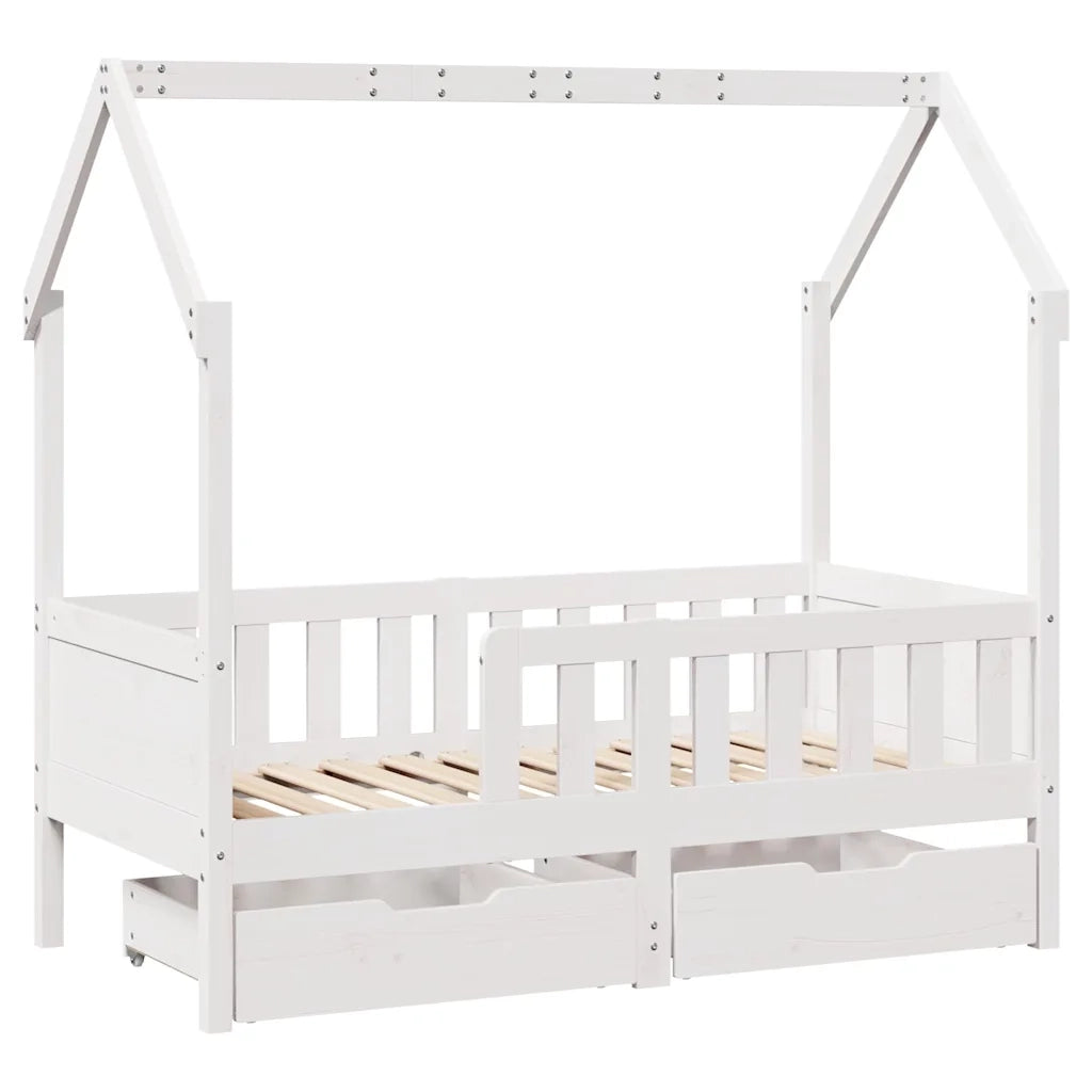 Giroletto per Bambini con Cassetti 80x170cm Legno Massello Pino