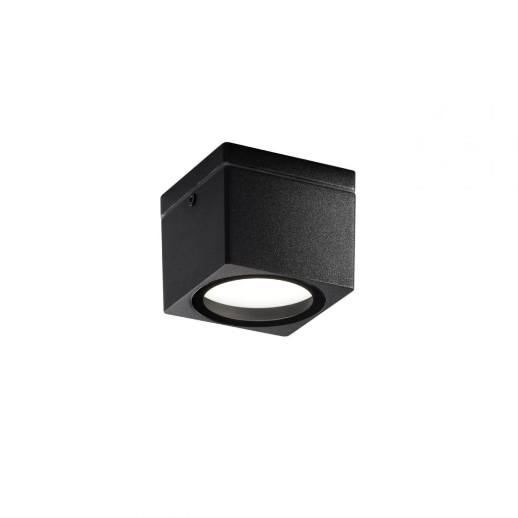 Plafoniera da esterno TOWER quadrata in alluminio nero IP54 9x9 cm.
