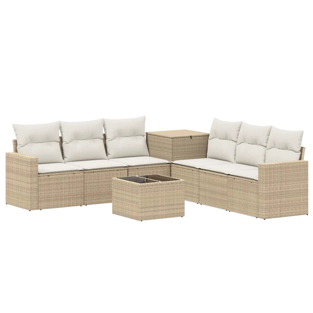 Set di divani 8 pz Beige e Bianco Crema 3448338