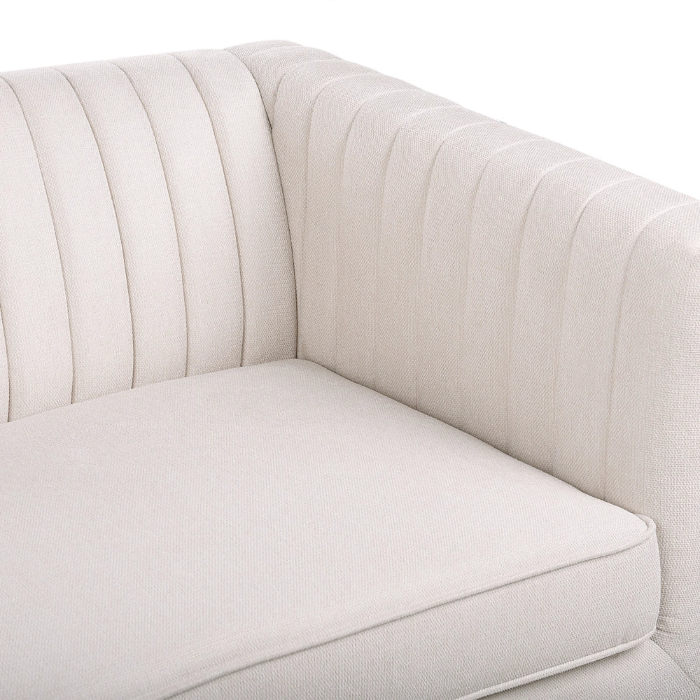 Divano a 3 posti tessuto beige moderno stile retrò soggiorno