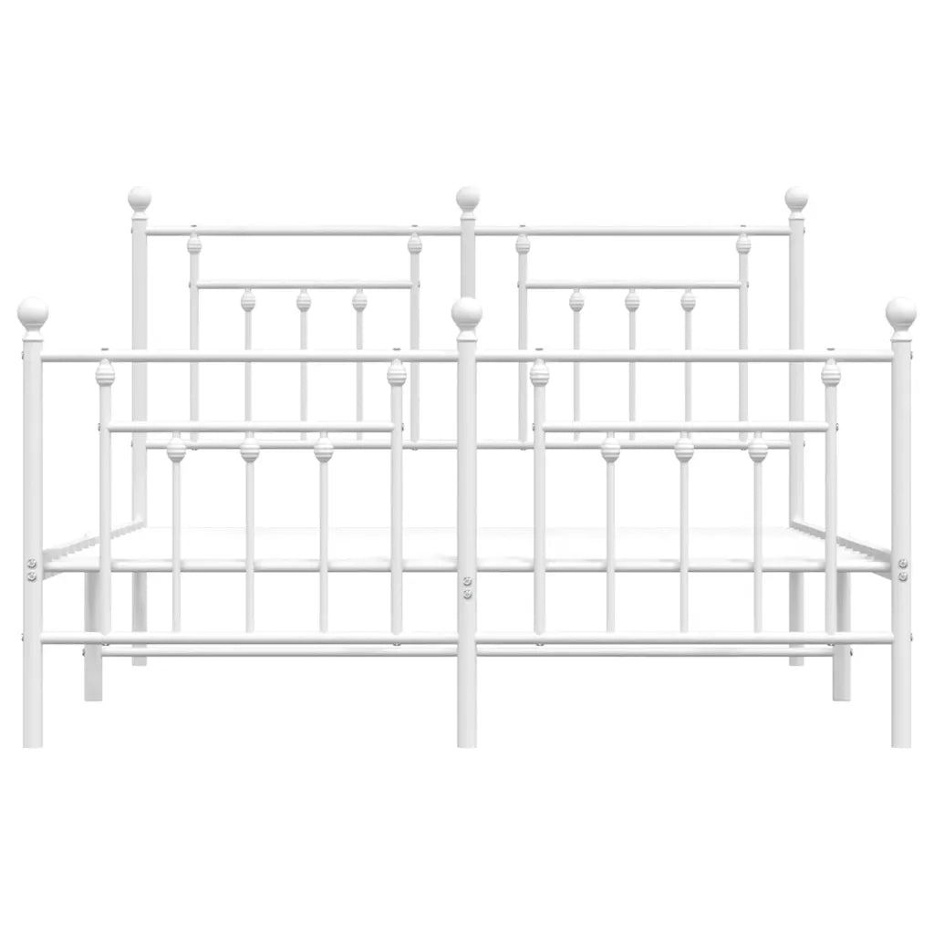 Giroletto con Testiera e Pediera-Struttura Letto Metallo Bianco 140x200 cm 844731