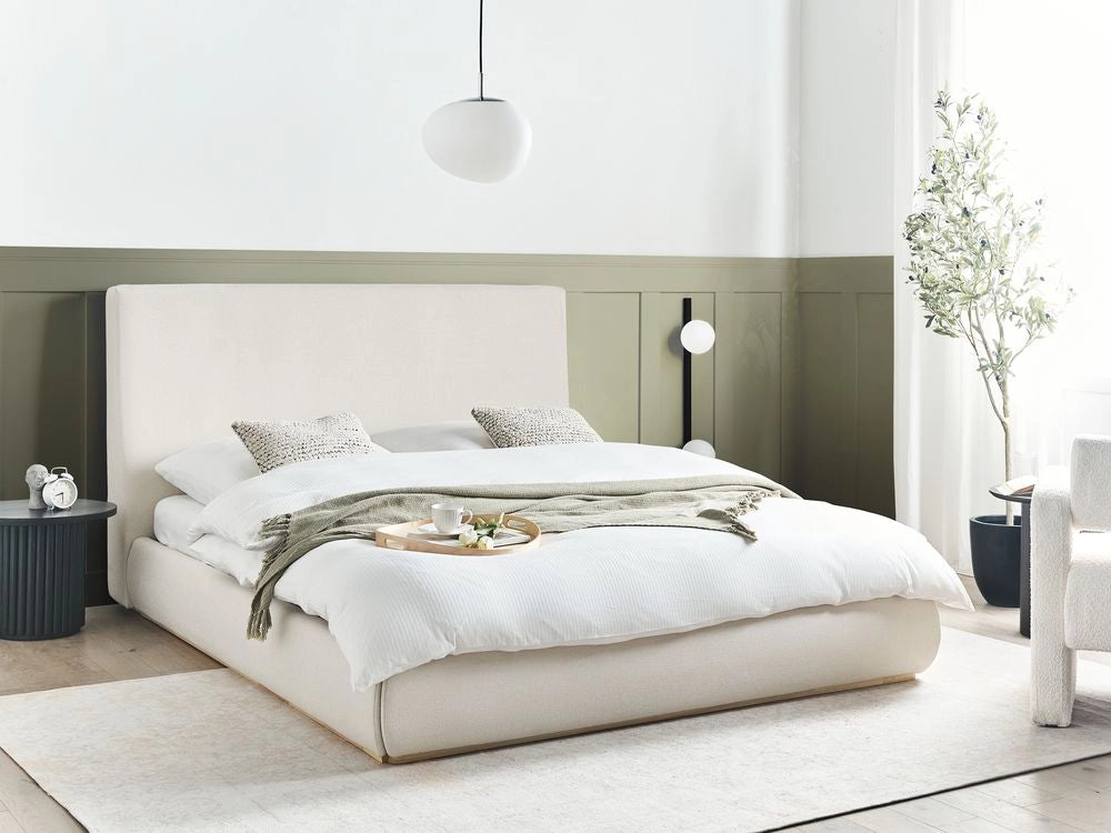Letto ottomano Beige Chiaro Poliestere 160 x 200 cm contenitore e testiera Camera da letto Mobili Elegante