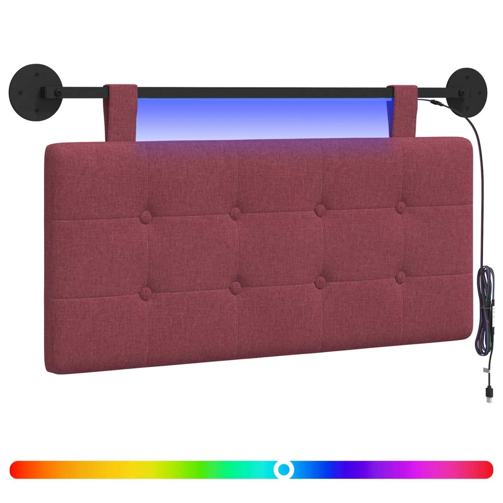 Testiera sospesa Con luce LED Rosso Vino Tessuto 3424348