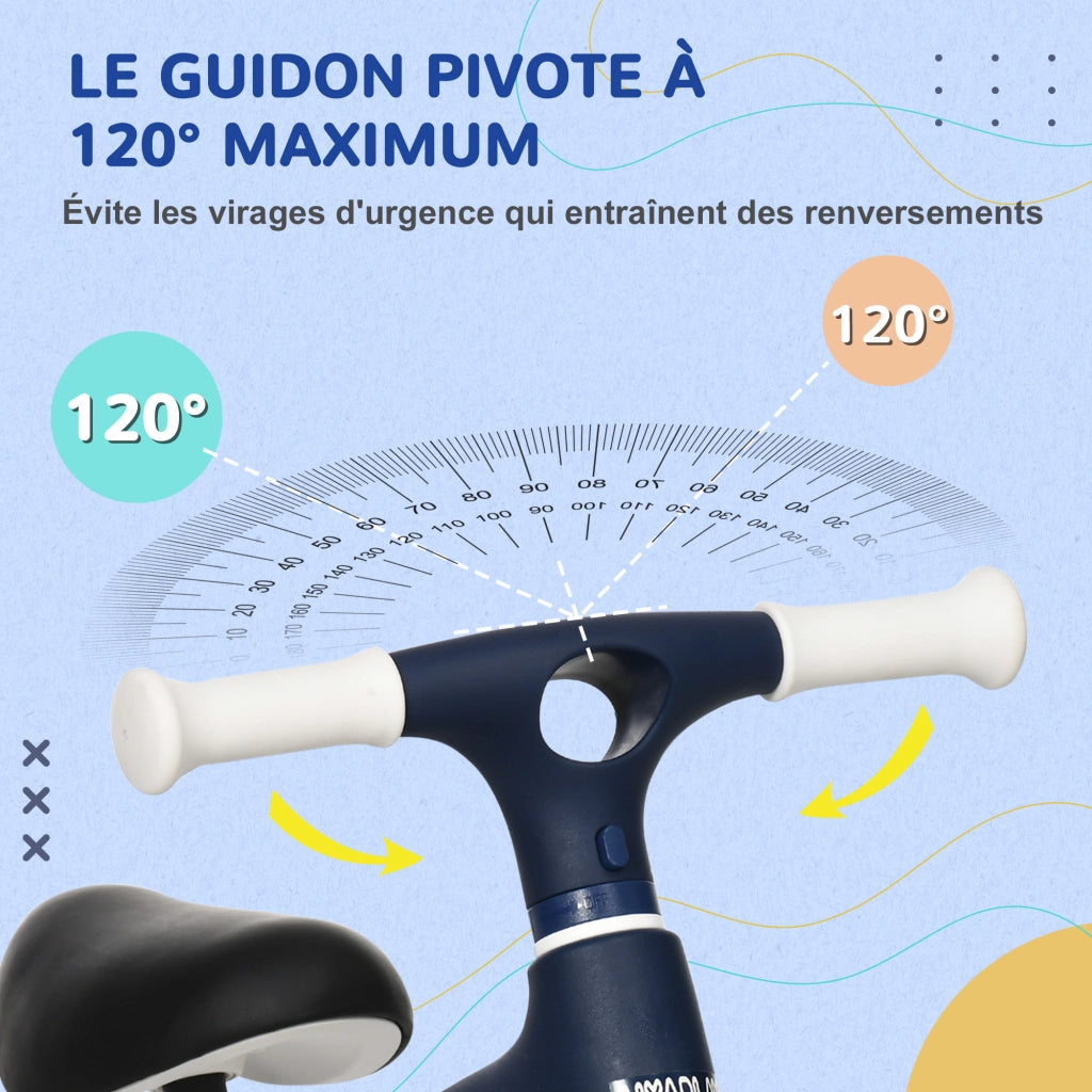 Bicicletta senza pedali per bambini ¨C zephmum ¨C blu regolabile 18-36 mesi