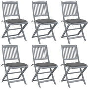 Sedie da Giardino Pieghevoli 6pz con Cuscini in Massello Acacia cod mxl 8289