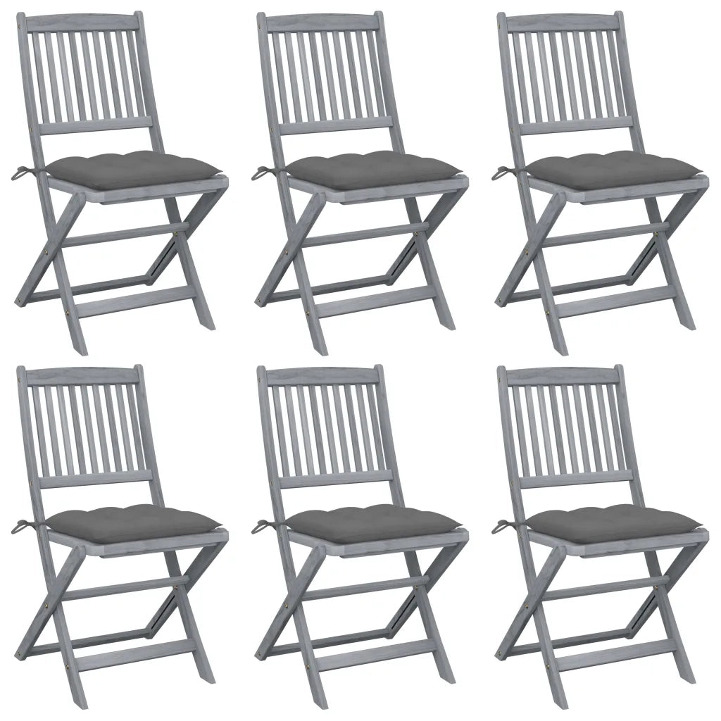 Sedie da Giardino Pieghevoli 6pz con Cuscini in Massello Acacia cod mxl 8289