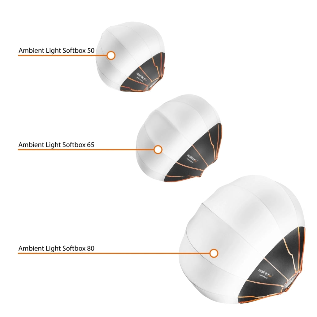 360° Ambient Light Softbox 80cm - Palla diffusore, softbox, sagomatore di luce, Ø 80 cm, pieghevole, speedring, clip-on flash, speedlite, flash da studio, omnidirezionale