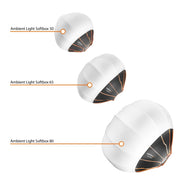 360° Ambient Light Softbox 80cm - Palla diffusore, softbox, sagomatore di luce, Ø 80 cm, pieghevole, speedring, clip-on flash, speedlite, flash da studio, omnidirezionale