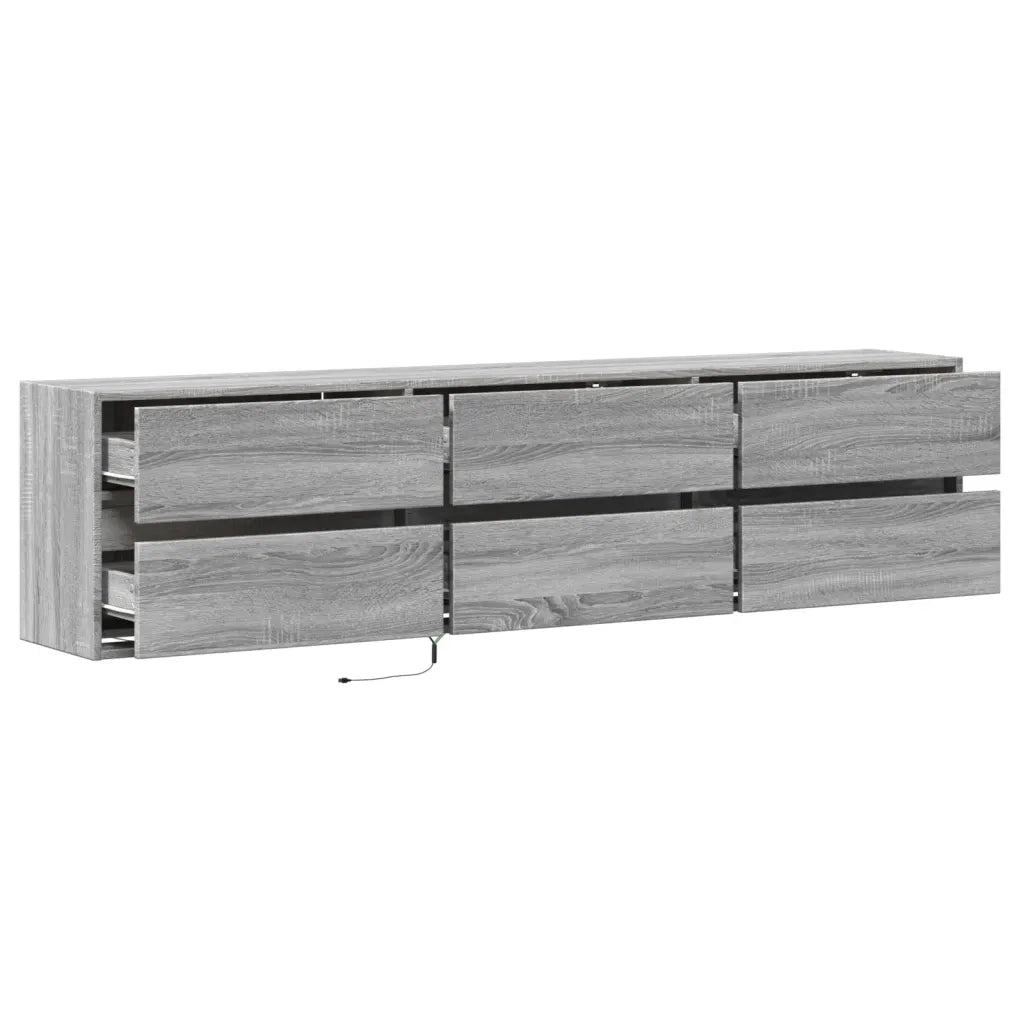 Mobile TV a Parete | Armadietto TV | Mobile Porta TV con LED Grigio Sonoma 180x31x45 cm