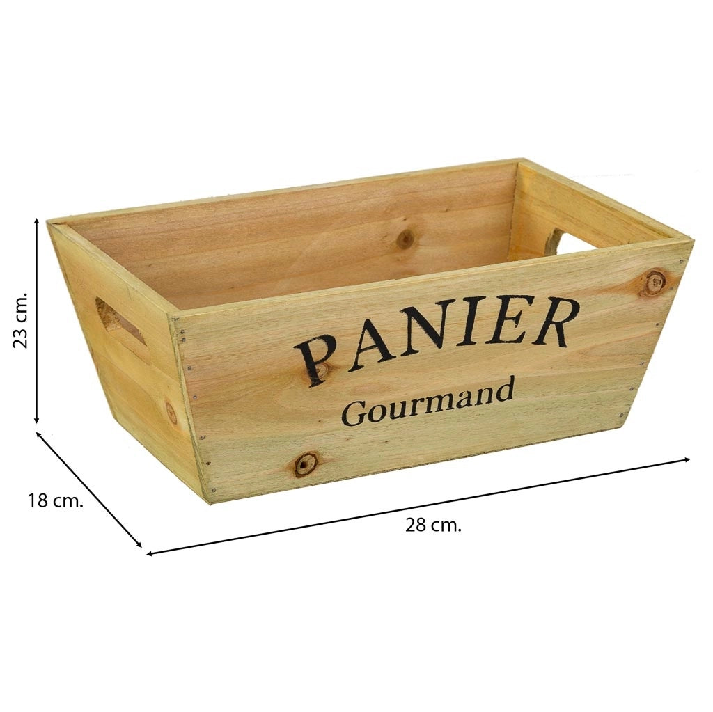 Cesto in legno marrone 28x18x11/23x13h