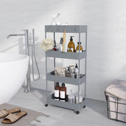 Carrello multiuso a 4 ripiani con ruote e freni, colore grigio, 40 x 19 x 90 cm