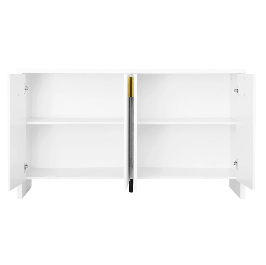 Sideboard bianco 140 cm con 4 ante e ripiani regolabili