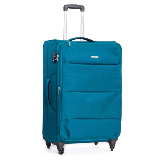 Trolley Valigia Grande Morbida in Poliestere 4 Ruote TSA Ravizzoni Ambra Blu
