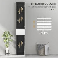 kleankin Colonna Bagno Salvaspazio in Legno con 2 Armadietti e Cassetto, 30x28x180 cm, Nero