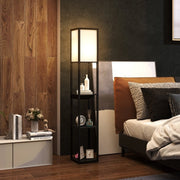 Lampada da terra ULEVR 26x26x159 cm con 3 ripiani, cassetto, USB-A, USB-C e presa, nero