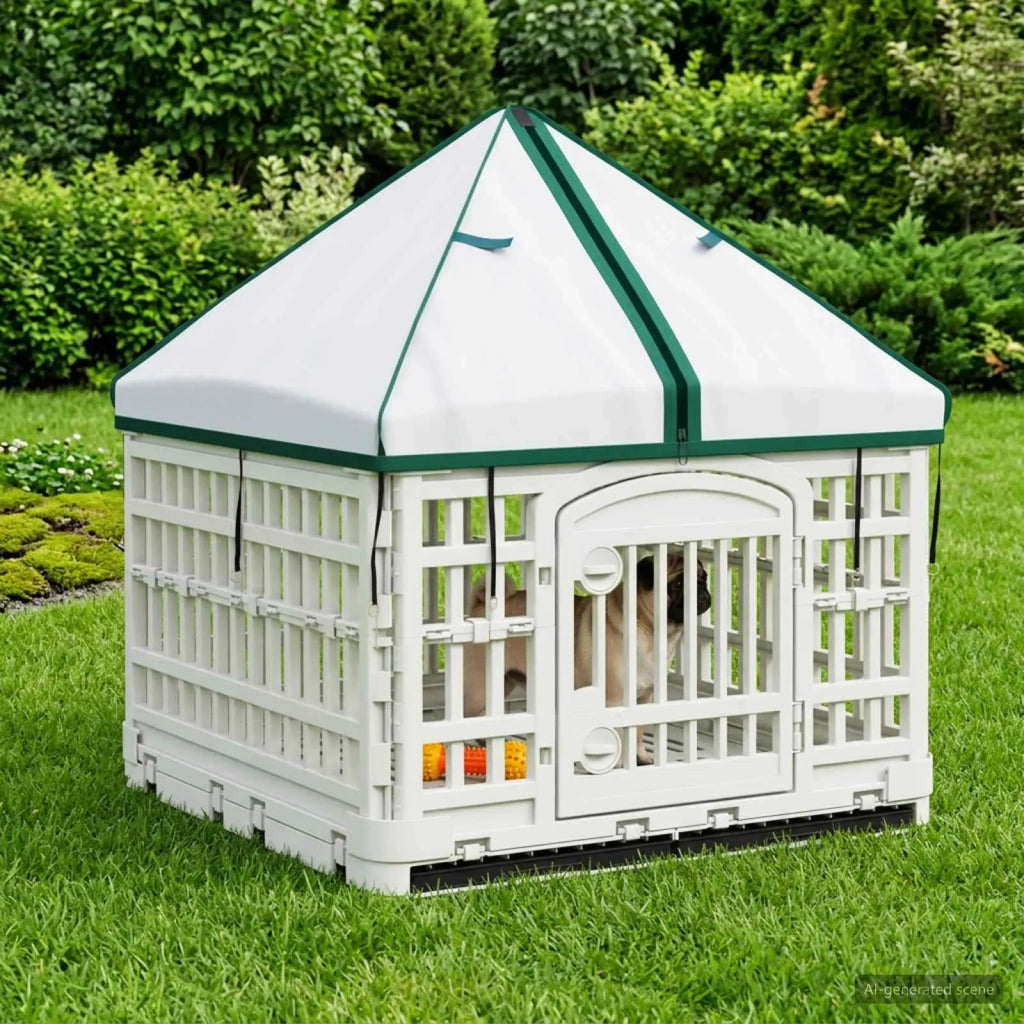 Pannello per cani a 4 sezioni con tetto 122 x 106,5 x 82 cm 42027216