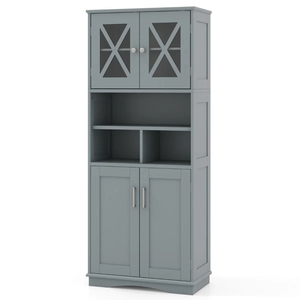 Mobiletto da bagno 60 x 30 x 145 cm con 3 ripiani regolabili moderno e stabile in MDF grigio 20_0010276