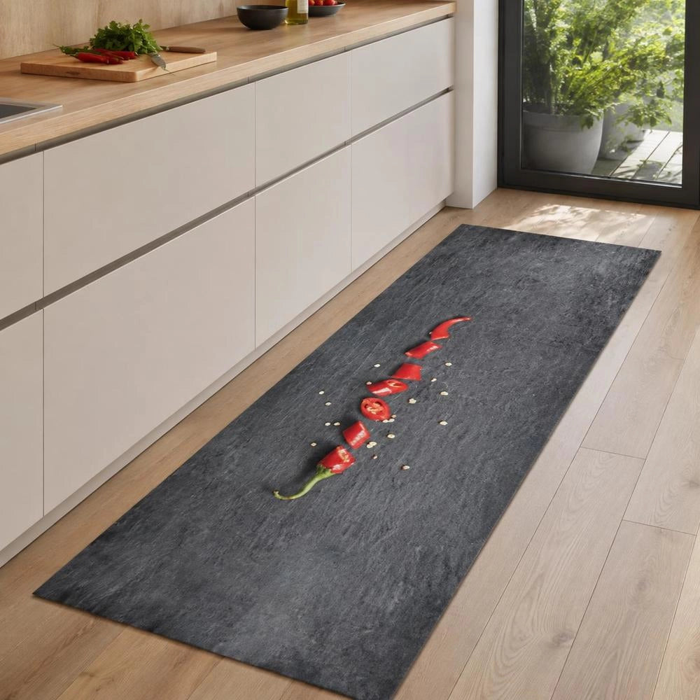 Washable Kitchen Floor Mat, Pepper Design, 45x150 Cm